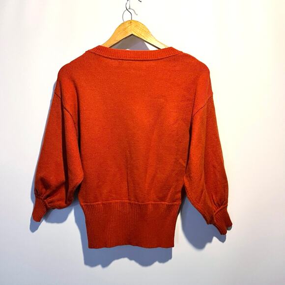 Moth Sweater Size XS Cabin Balloon Sleeve Burnt Orange Oversized Anthropologie - Picture 3 of 14